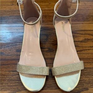 Girls' Gold Sparkle Ankle-Strap Dress Sandals